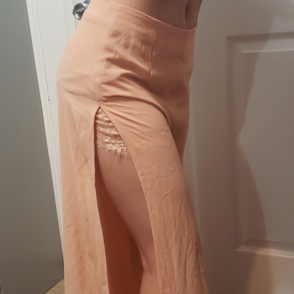 Hommage Peach Side slit pants with shorts